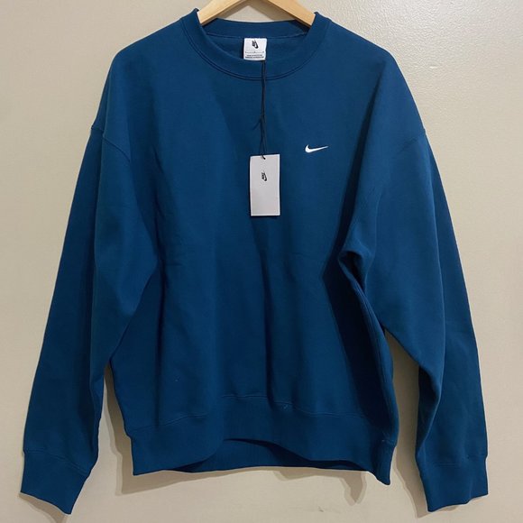 Nike Solo Swoosh NRG Fleece Crewneck Sweatshirt Valerian Blue Mens CV0554-460